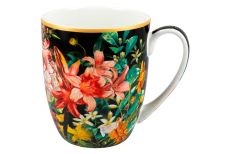 Кружка, 400 мл, фарфор F, черная, Лилии, Baroque flowers, 62362