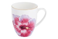 Кружка, 400 мл, фарфор F, белая, с золотистым кантом, Гибискус, Flowers, 60502