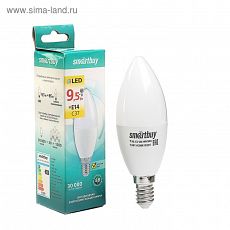 3804013 Лампа светодиодная Smartbuy, C37, Е14, 9.5 Вт, 3000 К, теплый белый свет