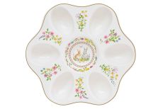 Блюдо для яиц, 21 см, 6 отд, фарфор P, белое, Кролики и цветы, Happy Easter, 63339
