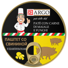 Паштет со свининой и шампиньонами ARGO Pate’ dello chef в жестебанке с ключом easy open 250 гр.