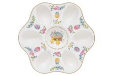 Блюдо для яиц, 21 см, 6 отд, фарфор P, белое, Цыплята и цветы, Spring Bloom, 63351