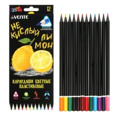 Карандаши 12 цветов пластиковые, deVENTE Juicy Black, трёхгранные, 2М, 3 мм, тонированные в чёрный 7003015