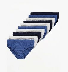 Assorted Blue Basic Jersey Briefs 10 Pack