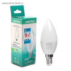 3804015 Лампа светодиодная Smartbuy, Е14, C37, 9.5 Вт, 6000 К, холодный белый свет