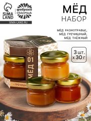 Мёд «Тому, кто ценит вкус жизни», набор 3 шт. х 30 г