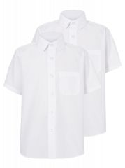 Boys White Plus Fit Short Sleeve School Shirt 2 Pack