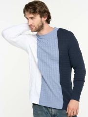 Джемпер мужской BY212-15006 т.джинс/зимние сумерки/белый BE YOU