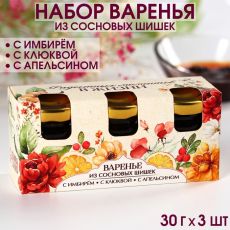 9353014 Набор варенья с сосновыми шишками «Радостных моментов», вкусы: имбирь, клюква, апельсин, 30 г. x 3 шт