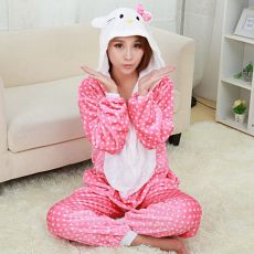 Женский кигуруми Hello Kitty в горошек