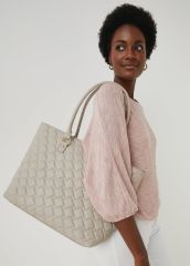 Rated 5 out of 5 for quality. Grey PU Quilted Tote Bag
