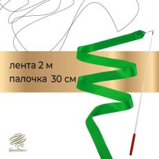 3867794 Лента для художественной гимнастики с палочкой Grace Dance, 2 м, цвет зеленый