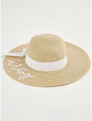 Wifey Sequin Slogan Straw Fedora Hat