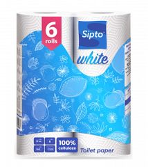 028647 Бумага туалетная 2-х слойная Sipto Standart White белая (1*6 рул)