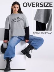 481692 Апрель Лонгслив серый+черный