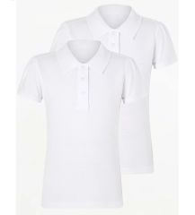 Белые школьные рубашки-поло на 9-10 лет для девочек, набор 2 шт