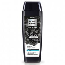 027961 Витэкс BLACK CLEAN for MEN. Гель-душ с активным углем для мытья волос, тела и бороды, 400 мл