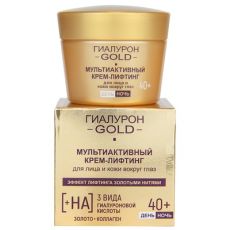 030883 Витэкс ГИАЛУРОН GOLD. Мультиактивный крем-лифтинг 40+ для лица и кожи вокруг глаз, день/ночь, 45 мл
