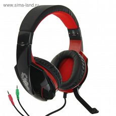 2095417 Наушники Qumo Dragon War Bionic, игровые, полноразмерные, микрофон, 3.5мм, 2м, чёрно-красные