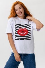459660 Натали Футболка белый+губы