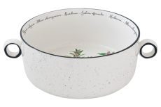 Салатник, 20 см, 1,8 л, с ручками, фарфор P, белый в крапинку, Растения, Herbarium EL, 58440
