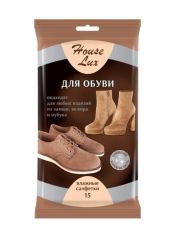 ЦЕНА ЗА 3 ШТ! Влажные салфетки House Lux, для замши, велюра и нубука, 15 шт. 5495266