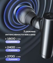 Массажёр для тела LEM-55, перкуссионный, 3 режима, 400 мА/ч, чёрный 10091414
