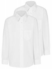 Boys White Plus Fit Long Sleeve School Shirt 2 Pack
