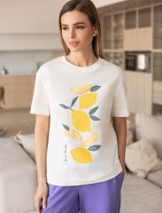 510940 VILATTE Футболка молочный_lemon paradise