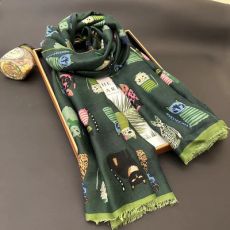 Женский шарф из смеси льна и хлопка с котами, 4 цвета