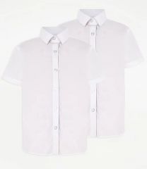 Girls White Short Sleeve School Shirt 2 Pack