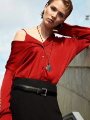 Рубашка однотонная, B3063/cherry
