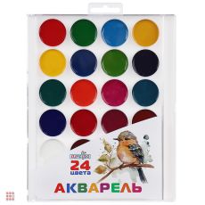 Акварель 24 цвета, без кисти, в пластиковой уп