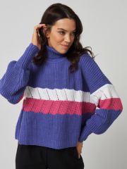 Свитер женский BY192-40045 фиолетовый/бутон розы/белый BE YOU