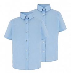Girls Light Blue School Short Sleeve Shirt 2 Pack