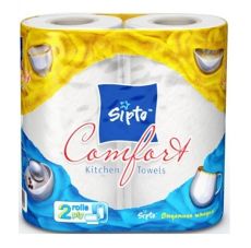 021327  Полотенца бумажные «Sipto Comfort» белые 2-х слойные (2 рулона)