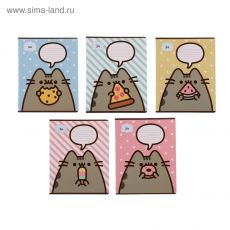 ЦЕНА ЗА 10 ШТ! 5110682 Тетрадь 24 листа в линейку Pusheen, обложка мелованный картон, двойной УФ-лак, блок офсет, МИКС