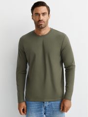 OmT_U 1631 Лонгслив мужской прямого кроя, CO+EL Omsa Лонгслив Militari (Зеленый)