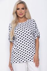 Б10958 Блуза LADY TAIGA Белая горох