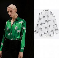 Атласная рубашка ZARA с длинными рукавами