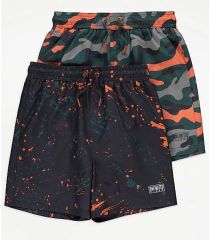 Charcoal Camo Paint Splatter Swim Shorts 2 Pack