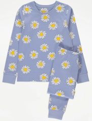 Light Blue Daisy Long Sleeve Pyjamas