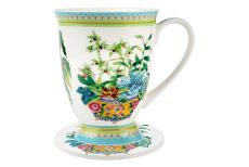 Кружка, 300 мл, на подставке, фарфор P, белая, Орхидеи, Jardin, 62608