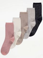 Glitter Ankle Socks 5 Pack