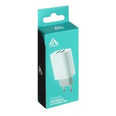 4598422 Сетевое зарядное устройство LuazON LN-110AC, 2 USB, 2 A, белое