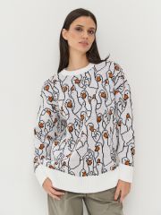 Джемпер женский 7242-40333 белый/чёрный/абрикосовый пунш BE YOU