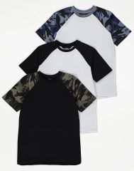 Camouflage Raglan T-Shirts 3 Pack