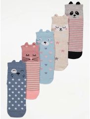 Woodland Animal Top Cotton Rich Socks 5 Pack