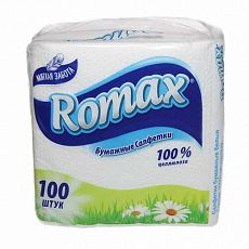 Салфетки бумажные Romax, белые, 100шт.