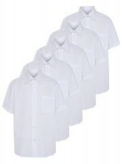 Boys White Short Sleeve School Shirt 5 Pack